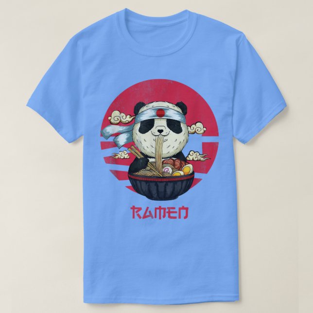 Kawaii Cool Panda Eating Ramen Lover Ramen Noodles T-Shirt (Design vorne)