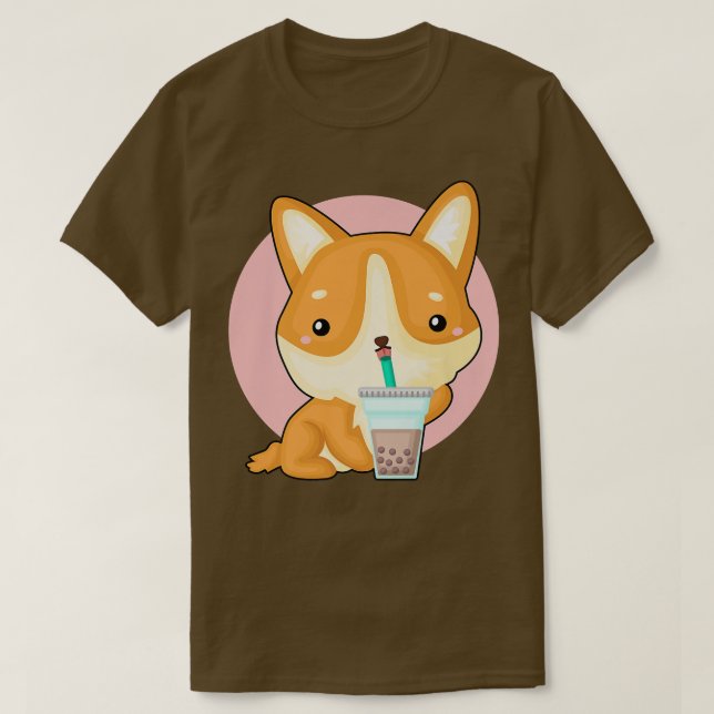 Kawaii Corgi Drinking Boba Tea Fun Bubble Tee Lieb (Design vorne)