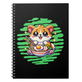 Kawaii Corgi essen Schüssel Ramen Notizblock