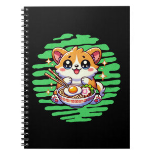 Kawaii Corgi essen Schüssel Ramen Notizblock