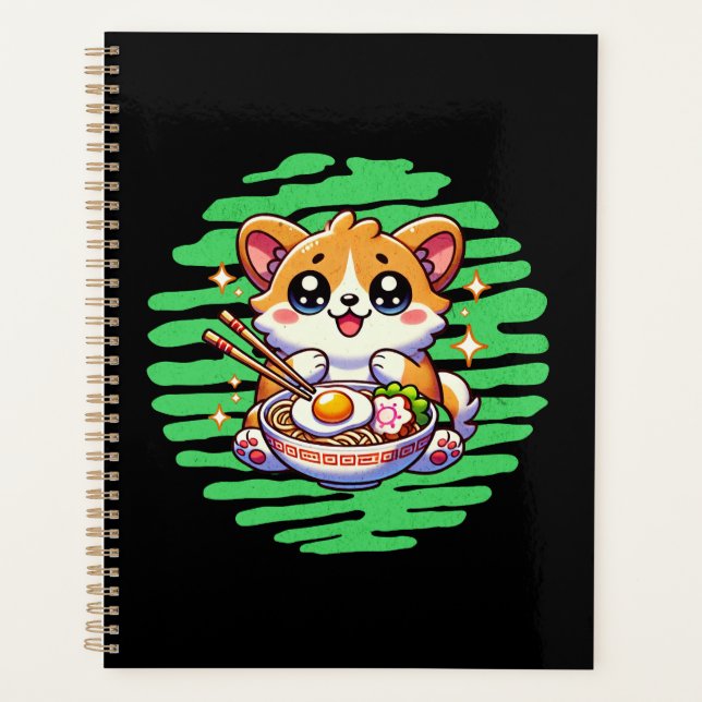 Kawaii Corgi essen Schüssel Ramen Planer (Vorderseite)