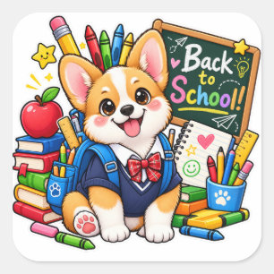 Kawaii Corgi Zurück zur Schule Stickers