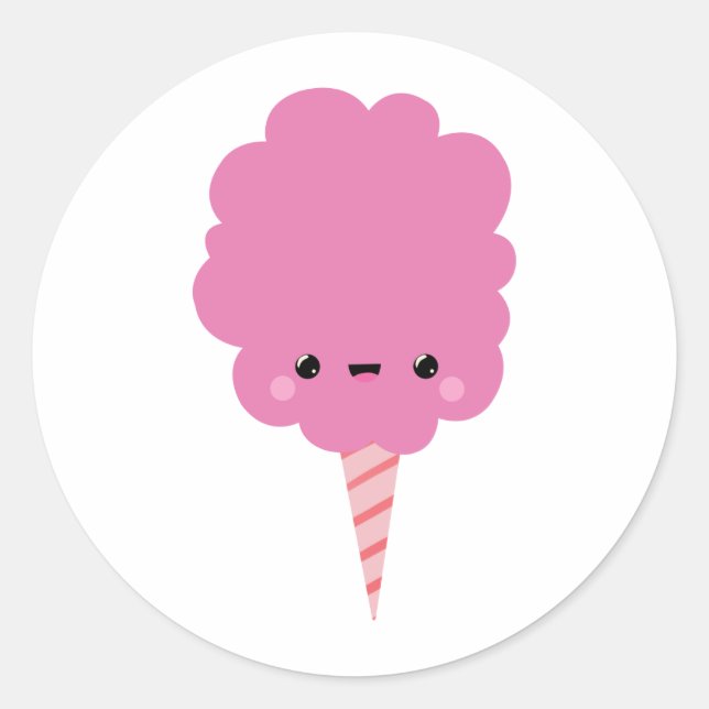 Kawaii Cotton Candy Runder Aufkleber (Vorderseite)