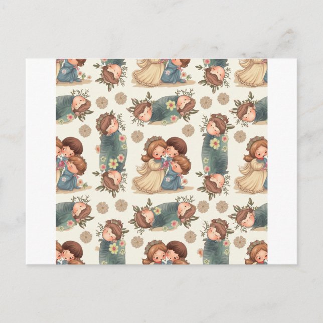 Kawaii Couple Postcard Postkarte (Vorderseite)