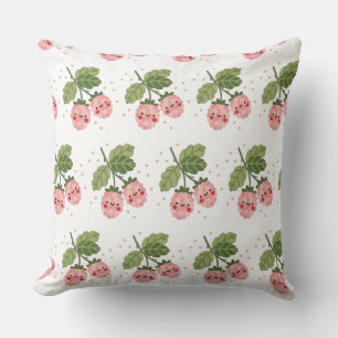 Kawaii Coussin Jeté Rose framboise Mignon Sourir