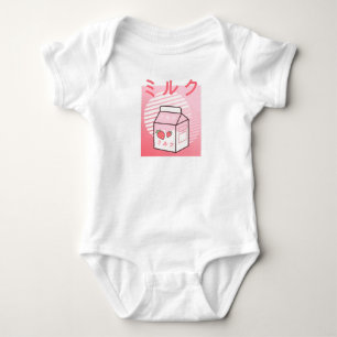 Kawaii Cow Retro Japanisch Erdbeere Milkshake Baby Strampler