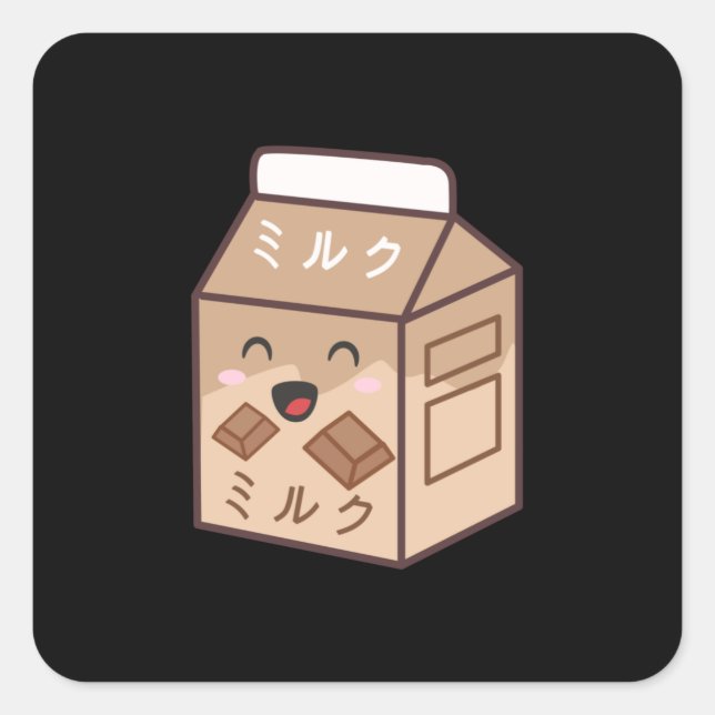 Kawaii Cow Retro Japanische Schokolade Milchkühe Quadratischer Aufkleber (Vorderseite)