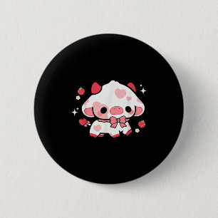 Kawaii Cow Strawberry Niedlich Anime Girls T Button