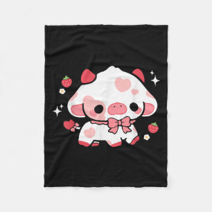 Kawaii Cow Strawberry Niedlich Anime Girls T Fleecedecke