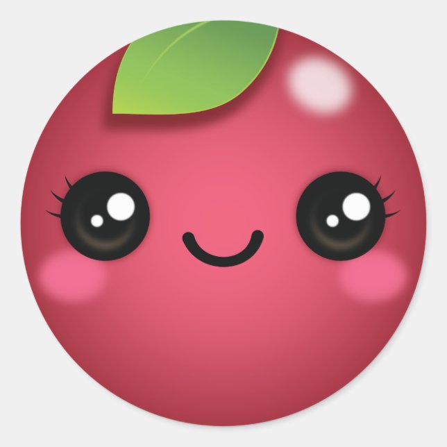 Kawaii Cranberry Classic Round Sticker (Vorderseite)