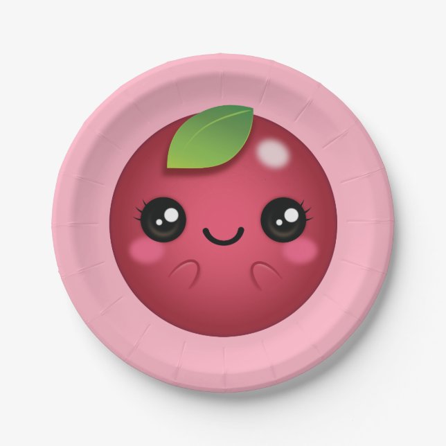 Kawaii Cranberry Pappteller (Vorderseite)