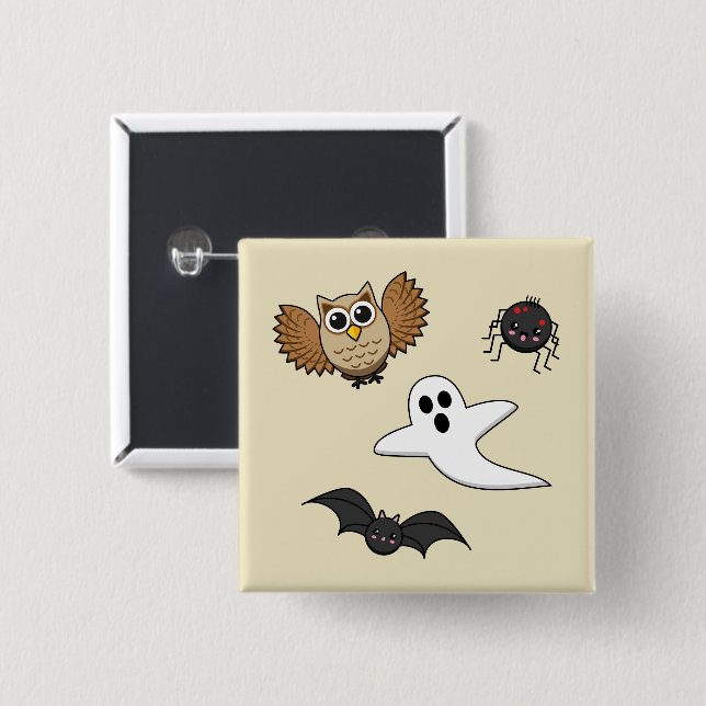 Kawaii Creepy Night Creatures Set Button (Vorne & Hinten)