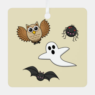 Kawaii Creepy Night Creatures Set Ornament Aus Metall