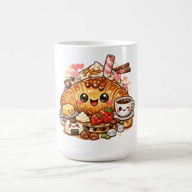Kawaii Croissant Breakfast Mug (Centre)