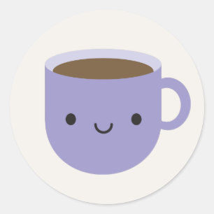 Kawaii Cup der Tee oder des Kaffees Runder Aufkleber