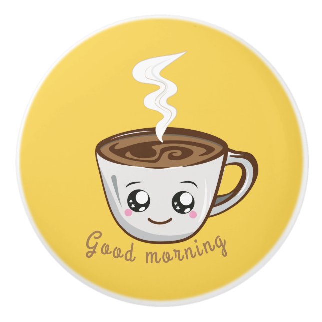 Kawaii Cup für Kaffee, Tee| Guten Morgen Keramikknauf (Vorderseite)