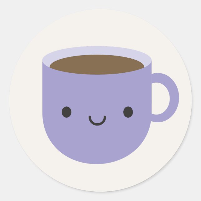 Kawaii Cup of Tee oder Kaffee Runder Aufkleber (Vorderseite)