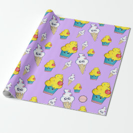 Kawaii Cupcake and Ice Creme Cone Wrapping Paper Geschenkpapier