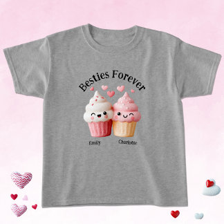 Kawaii Cupcake-Beste-Freundinnen mit Herzen T-Shirt