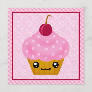 Kawaii Cupcake Cherry Geburtstagsparty Einladungen