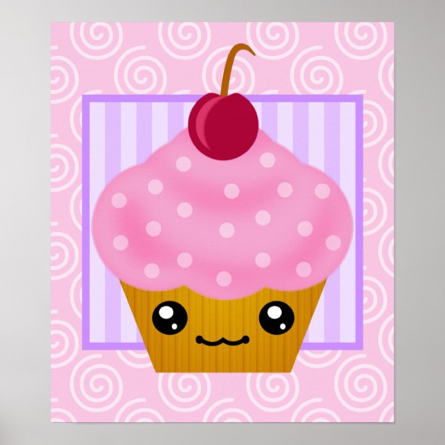 Kawaii Cupcake Cherry Poster (Vorne)