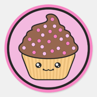 Kawaii Cupcake Chocolate Zuckerguss Runder Aufkleber