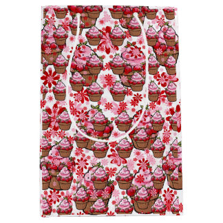Kawaii Cupcake Design - Niedliche DessertIllustrat Mittlere Geschenktüte