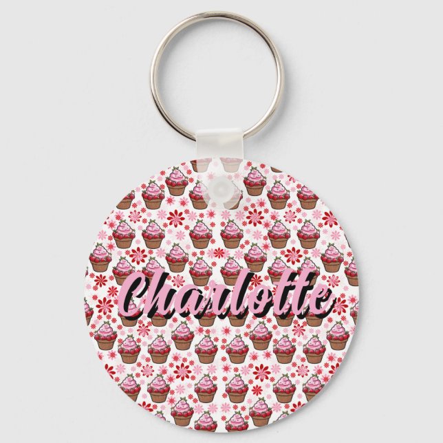 Kawaii Cupcake Design - Niedliche DessertIllustrat Schlüsselanhänger (Vorderseite)