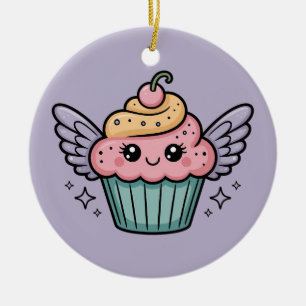 Kawaii Cupcake Keramik Ornament