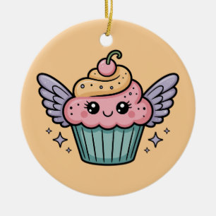 Kawaii Cupcake Keramik Ornament