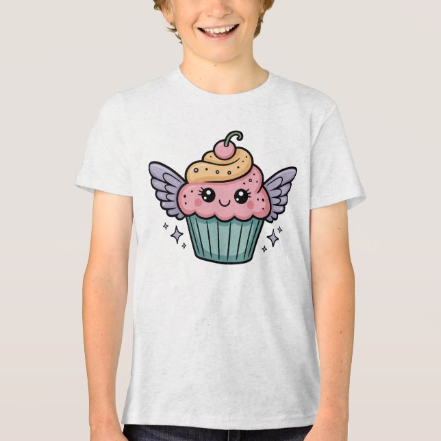 Kawaii-Cupcake-Kinder Tri-Blend Shirt (Vorderseite)