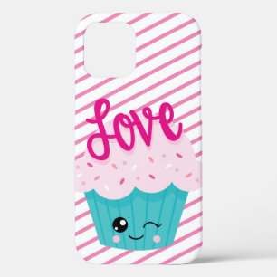 Kawaii Cupcake Love Pink Teal Streifen Süß Mädchen Case-Mate iPhone Hülle