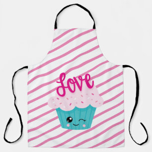 Kawaii Cupcake Love Pink Türkis Streifen Süß Mädch Schürze