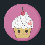 Kawaii Cupcake mit rosa Zuckerschädel und Kirsche Magnet<br><div class="desc">Ein niedlicher Kuchen mit einer kleinen Kirsche. Passen Sie das Objekt an,  indem Sie die Hintergrundfarbe ändern,  die Elemente neu ordnen oder eigene Bilder und Texte hinzufügen!</div>