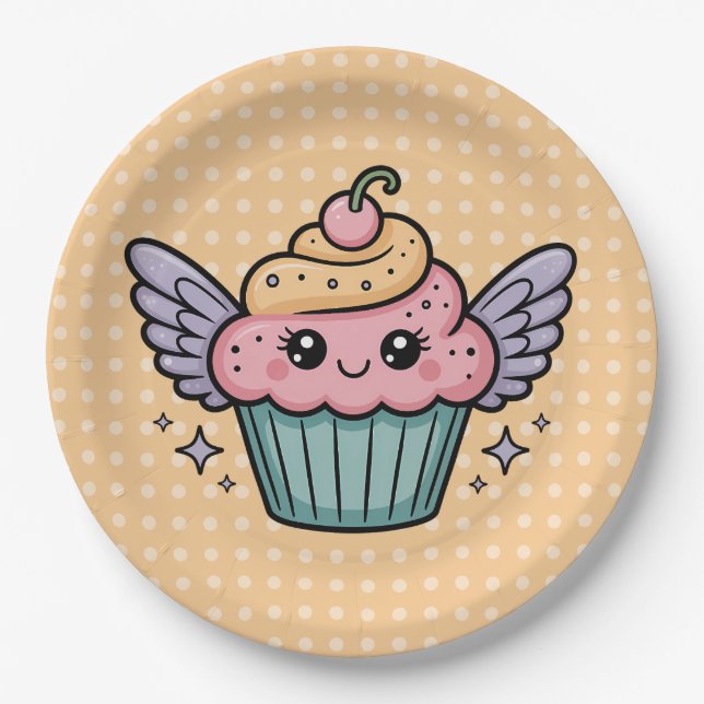 Kawaii Cupcake Pappteller (Vorderseite)