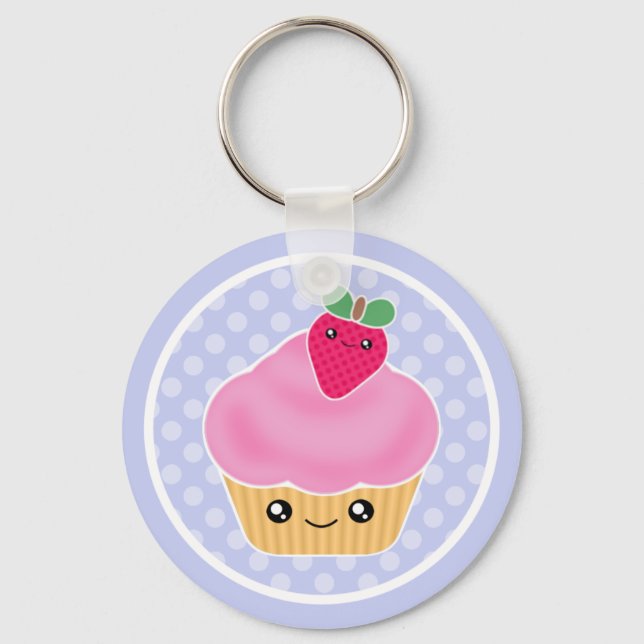 Kawaii Cupcake Strawberry Schlüsselanhänger (Vorderseite)