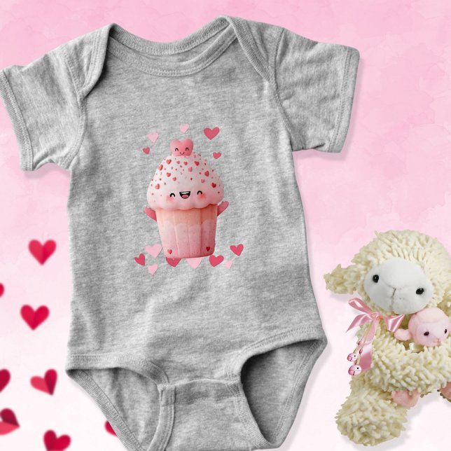 Kawaii Cupcake With Hearts Baby Strampler (Von Creator hochgeladen)