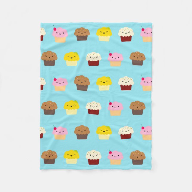Kawaii Cupcakes Fleecedecke (Vorderseite)