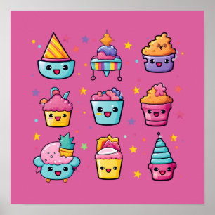 Kawaii-Cupcakes Poster