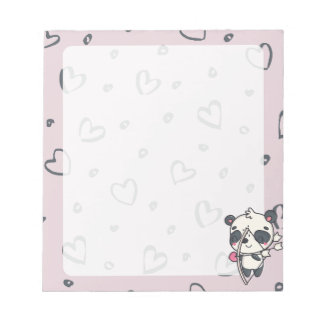 Kawaii Cupid Panda & Hearts Notepad Notizblock