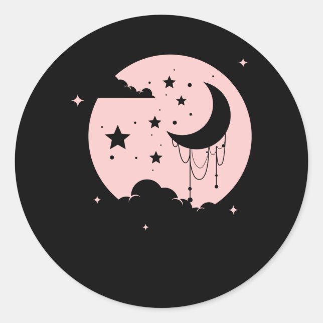 Kawaii Cute Pastel Goth Moon Runder Aufkleber (Vorderseite)