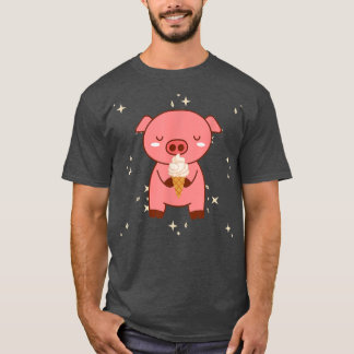 Kawaii Cute Pig With Ice Cream Pajamas T-Shirt