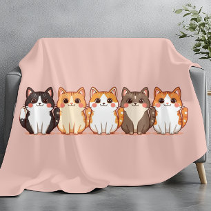 Kawaii Cutie Kitty Crew Kuschelhaftes Pfirsich-R Fleecedecke