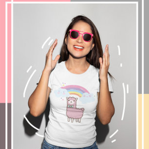 Kawaii Cutie Lame avec T-shirt Arc-en-ciel coloré