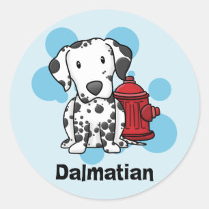 Kawaii Dalmatiner-u. Feuer-Hydrant-Aufkleber Runder Aufkleber