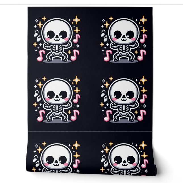Kawaii Dancing Skeleton Halloween Niedlich Spooky  Tapete (Abrollen)