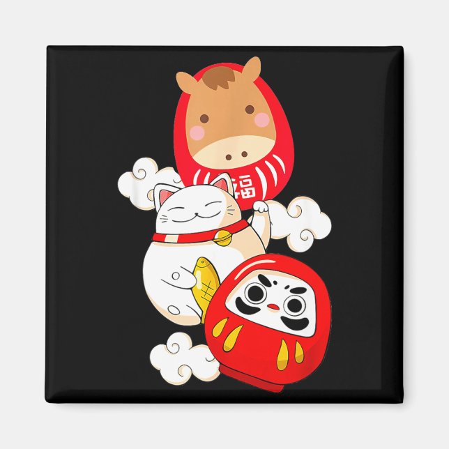 Kawaii Daruma Japanese New Year 2026 Year Of The H Magnet (Vorne)