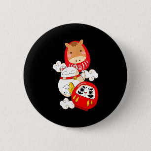 Kawaii Daruma Japanisches Neujahr 2026 Jahr des H Button