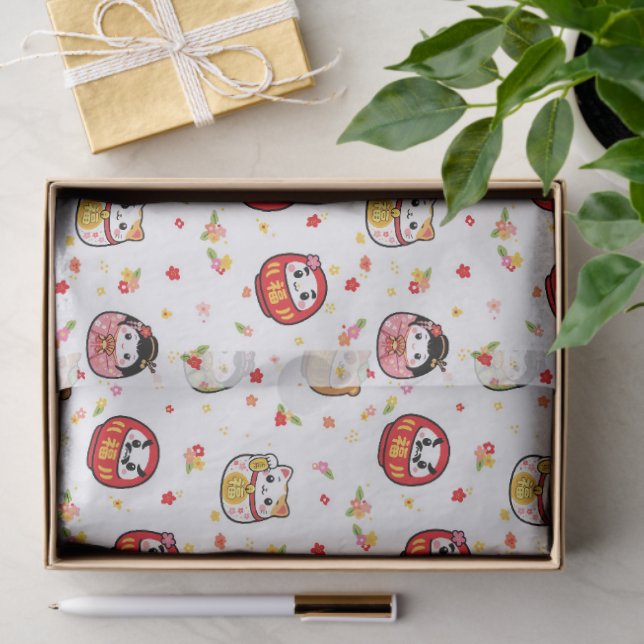 Kawaii daruma pattern seidenpapier (Geschenk)