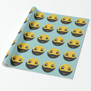 Kawaii, das mit Bart u. dem Schnurrbart lächelt Geschenkpapier